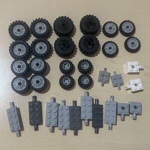 LEGO Tires WHEELS 10 sets (20 tires/10 axles) lot truck car vehicle City